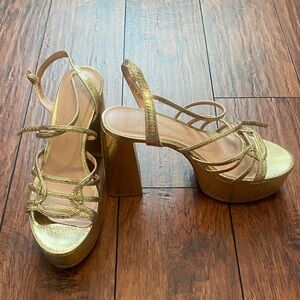 Chinese Laundry Gold Stiletto Heels with Ankle Strap